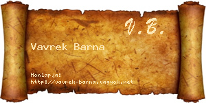 Vavrek Barna névjegykártya